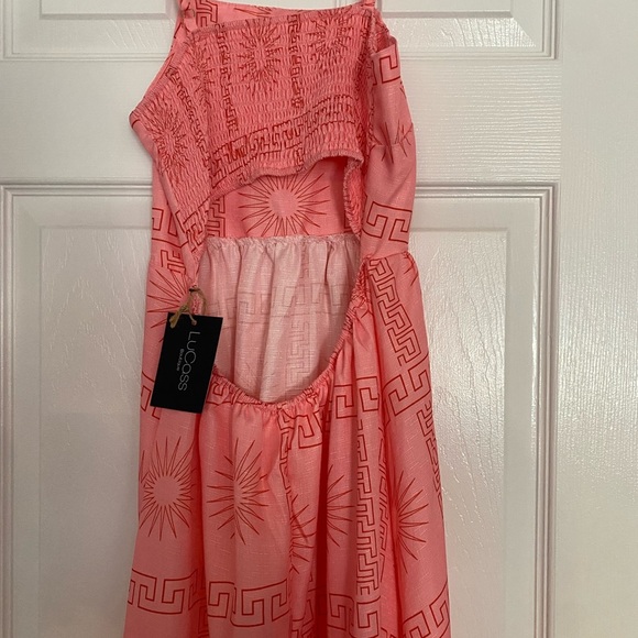 NWT Lucass Boutique Pink Peach Maxi Dress Adjustable Straps Size Small - Picture 5 of 8